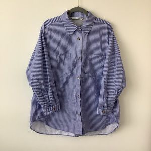 Zara oversized striped shirt blue white size Large